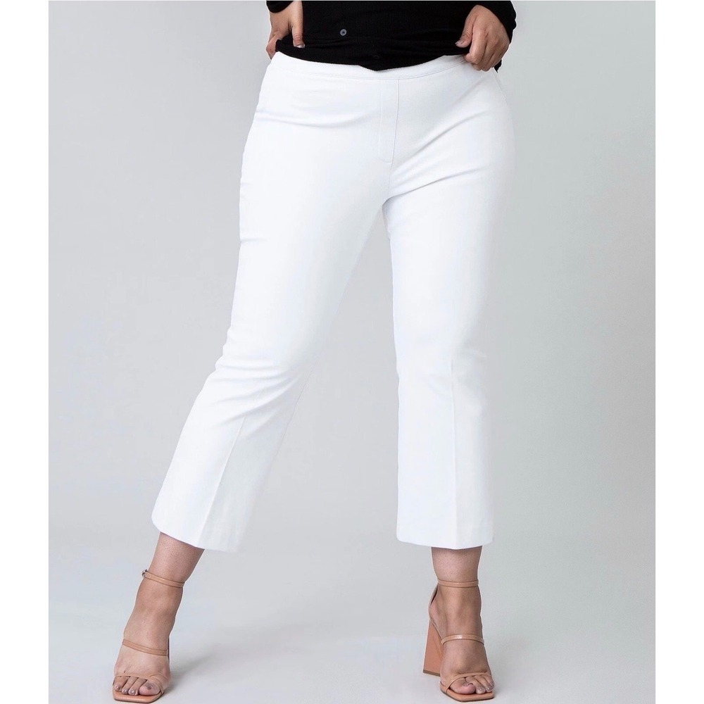 NWT Spanx On-The-Go Crop Kick Flare Pants Sz 1X Petite Classic White Stretch